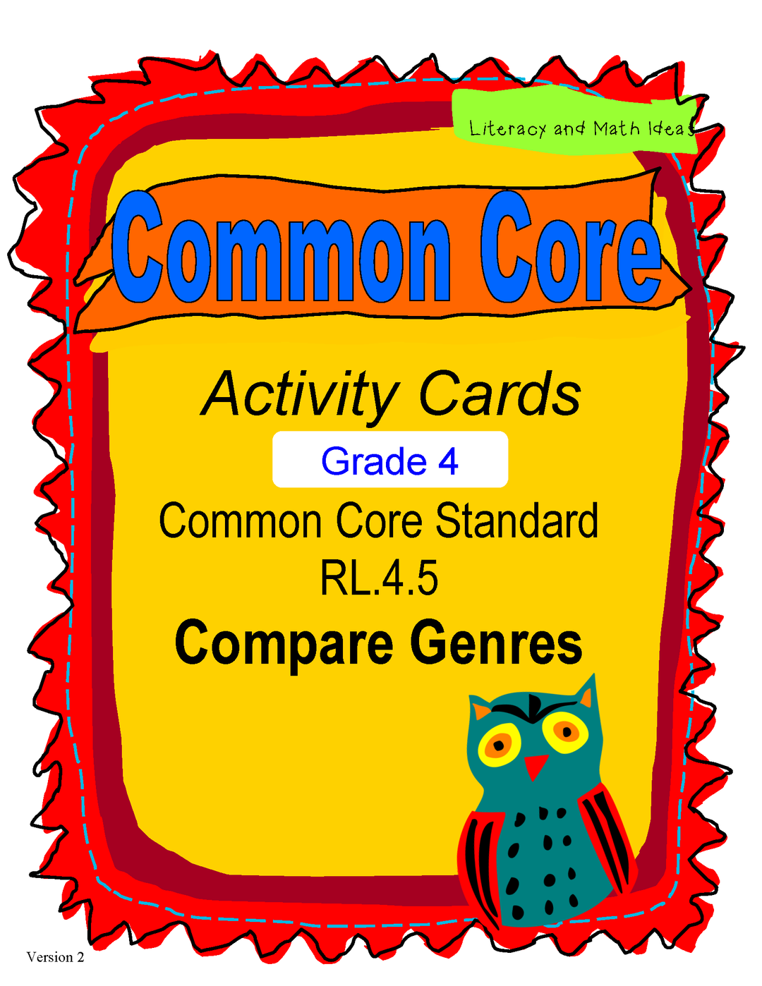 Compare Genres Activity Cards Grade 4 Common Core RL.4.5