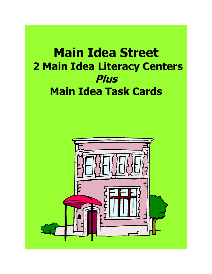Main Idea Street Literacy Center & Task Cards