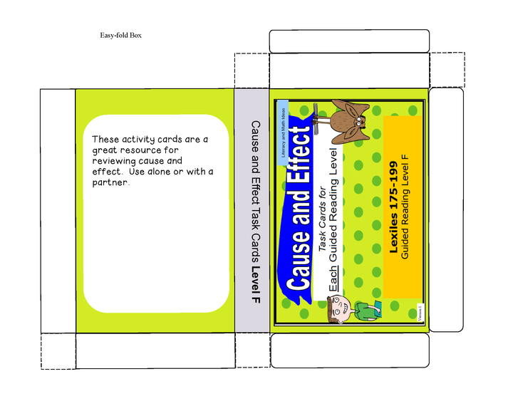 Cause and Effect Task Cards For Each Guided Reading Level (Levels E,F,G,H,I)