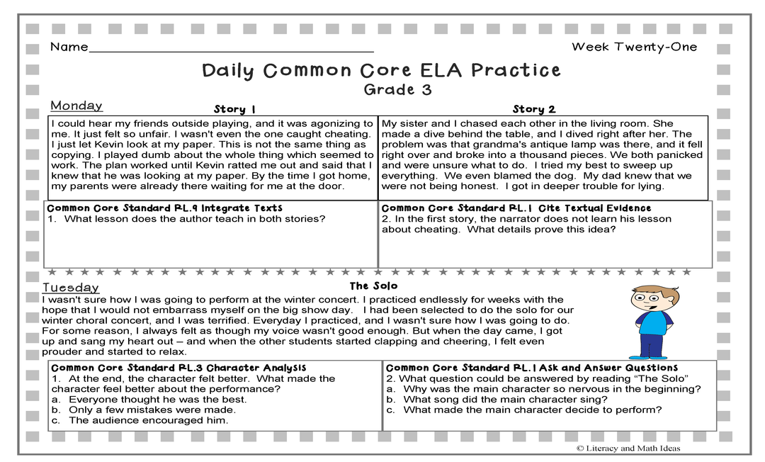 Grade 3 Daily Common Core Reading Weeks 21-40