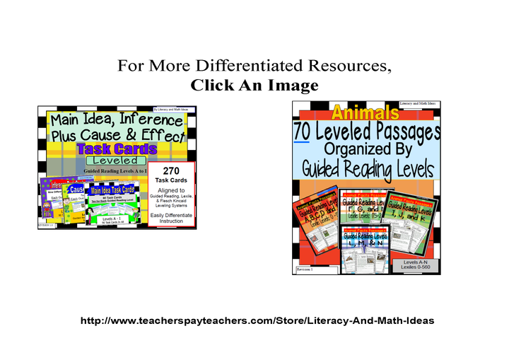 120 Main Idea, Cause and Effect, and Inference Task Cards (Guided Reading J - M)
