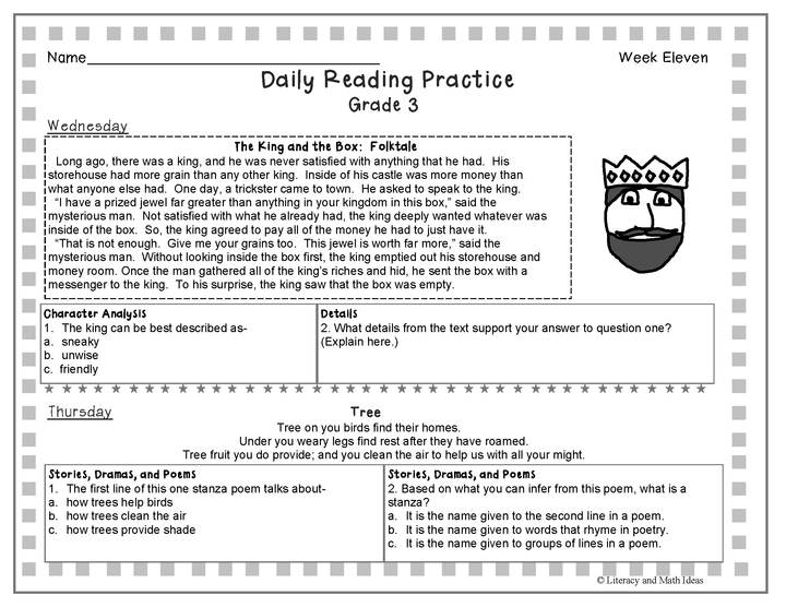 Grade 3 Daily Reading Practice (Weeks 11-20)