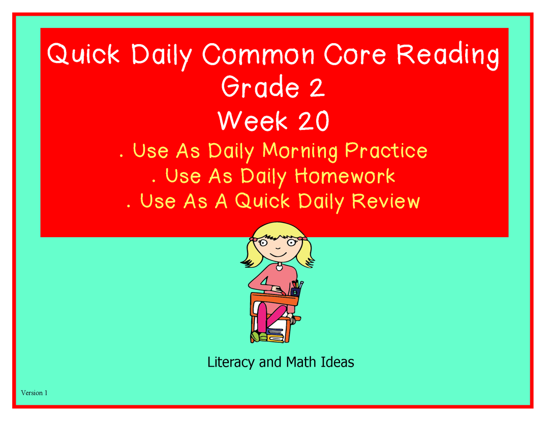 Grade 2 Daily Common Core Reading Practice Week 20