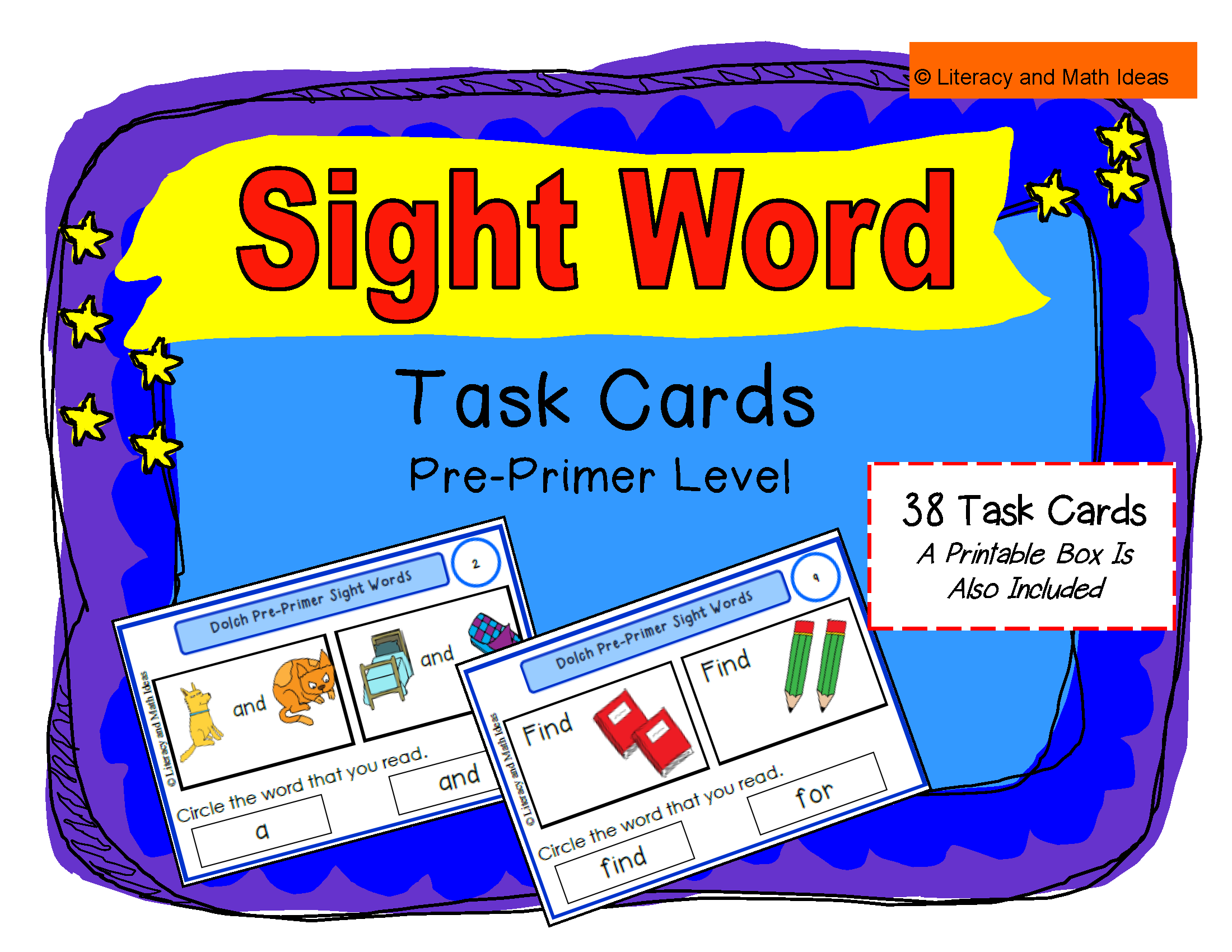 Sight Word Task Cards (Pre-Primer Level) – Literacy and Math Ideas