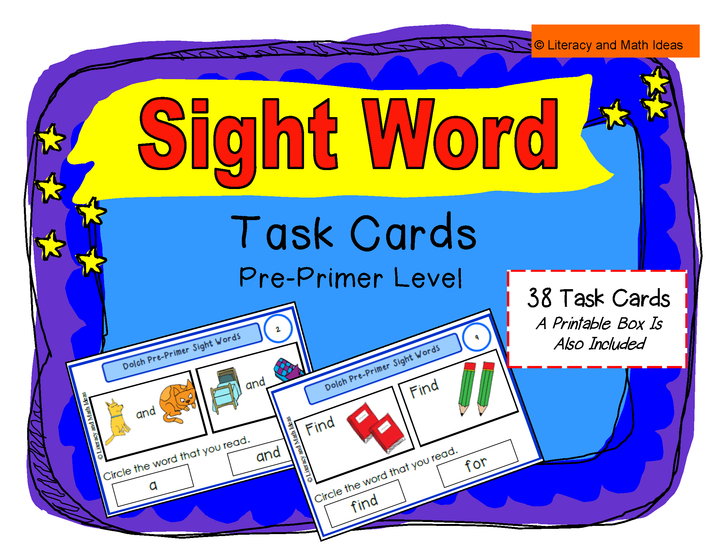 Sight Word Task Cards (Pre-Primer Level)