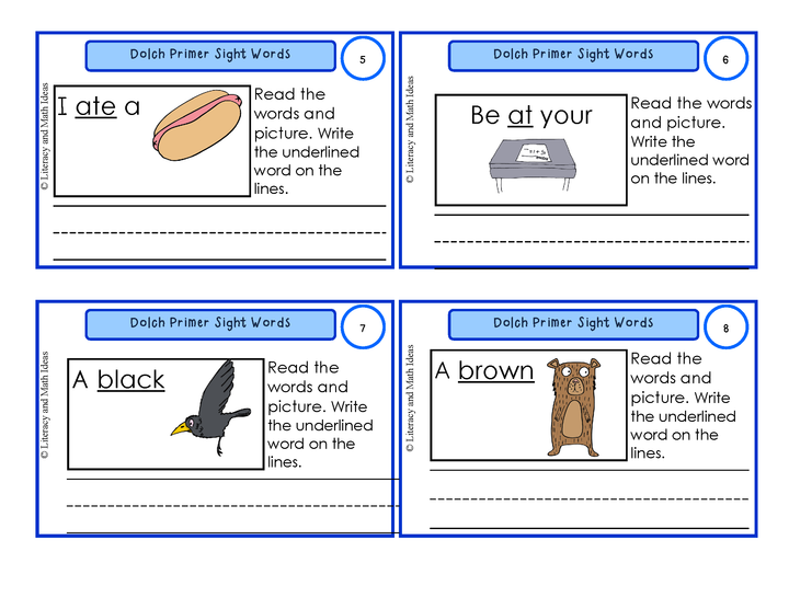 Sight Word Task Cards (Primer Level)