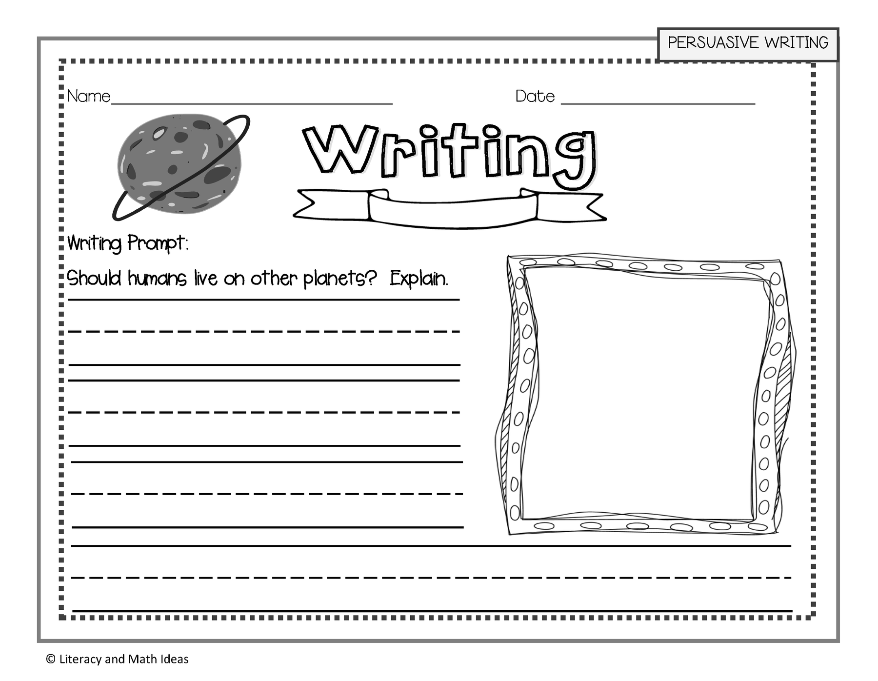 Primary Writing Prompts – Literacy and Math Ideas