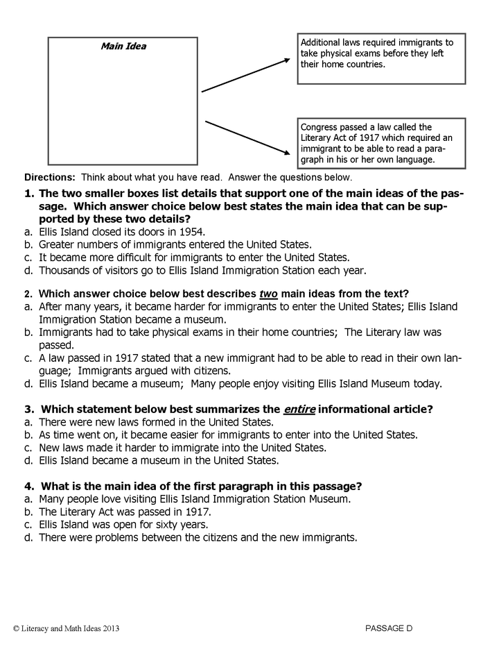 Common Core Grade 5: Two or More Main Ideas RI.5.2 Practice