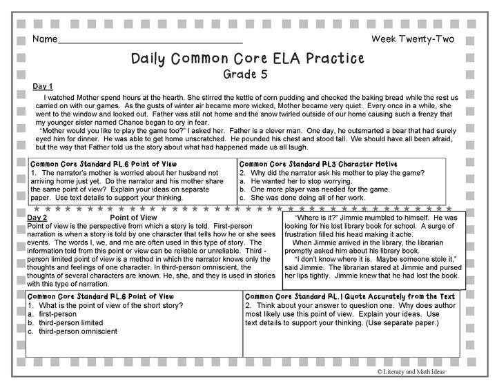 Grade 5 Daily Common Core Reading Practice Weeks 21-25