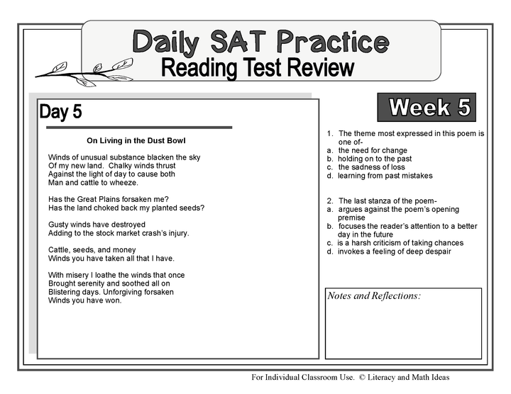 Daily SAT Reading Practice Week 5