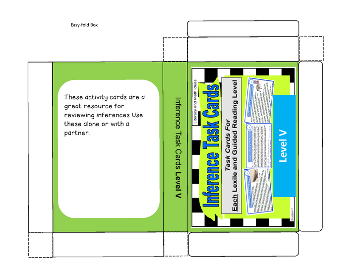 Inference Task Cards Lexile/Guided Reading Levels 867-933 (Levels V,W)
