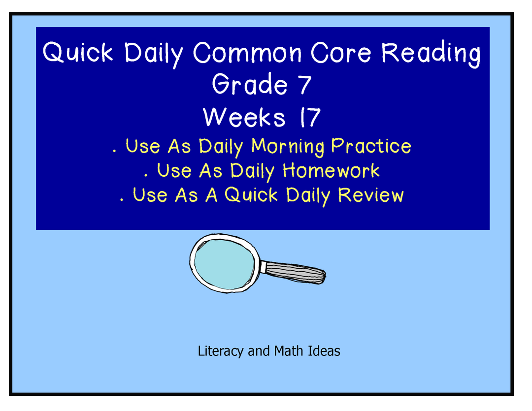 Grade 7 Daily Common Core Reading Practice Week 17