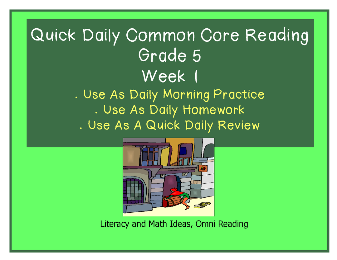 Grade 5 Daily Common Core Reading Practice Week 1