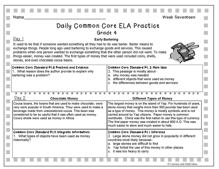 Grade 4 Daily Common Core Reading Practice Weeks 16-20