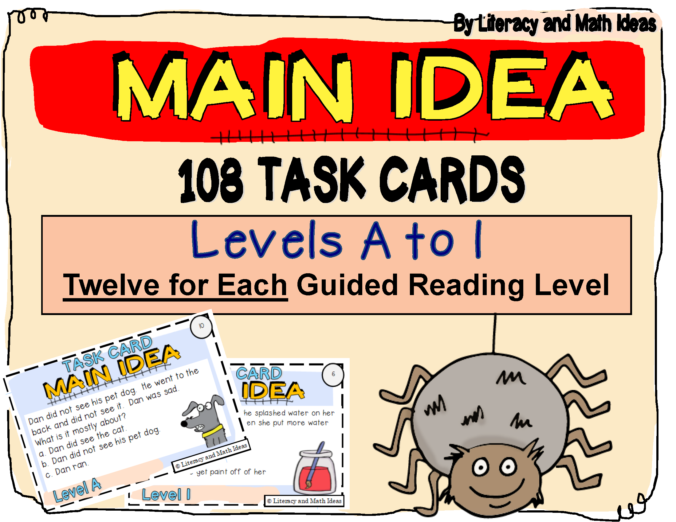 Main Idea Task Cards & Printable Reading (Levels A-I) – Literacy and ...