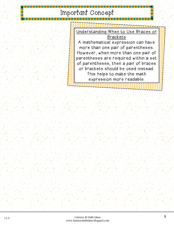Grade 5 Common Core Interactive Notebook Operations and Algebraic Thinking