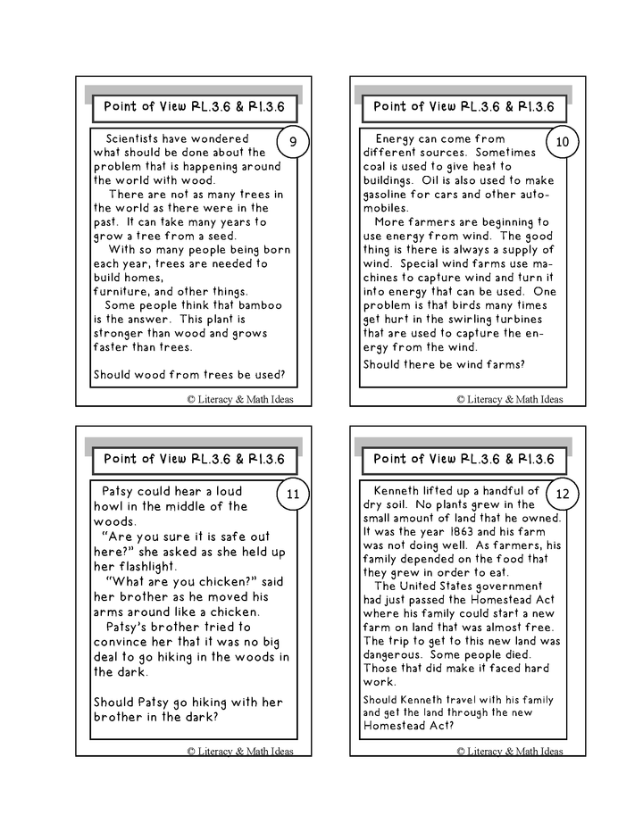 Point of View Grade Common Core RL.3.6 & RI.3.6