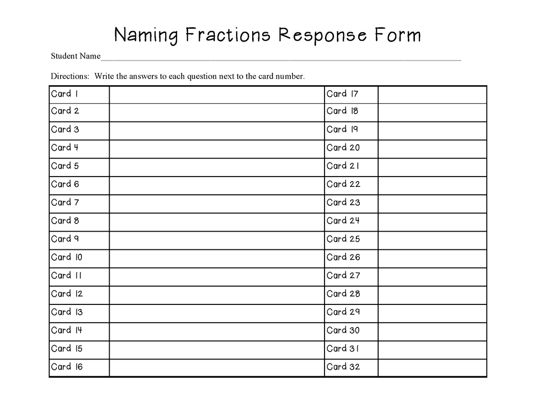 Fraction Task Cards: Identifying Fractions