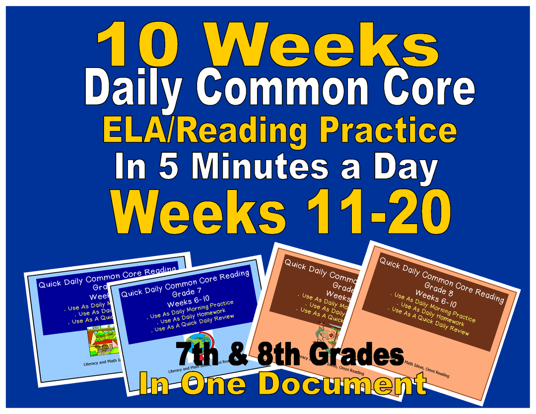 Grades 7-8 Daily Common Core Reading Practice Weeks 11-20