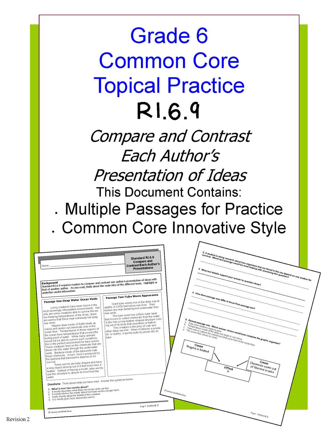 Compare Author's Ideas Grade 6 Common Core RI.6.9