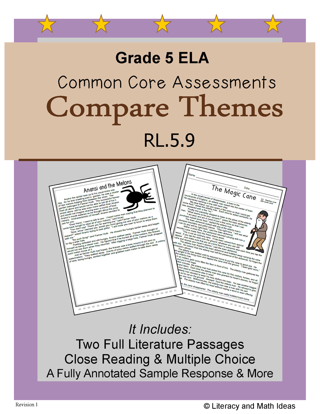 Grade 5 Common Core Assessments: Compare Themes RL.5.9