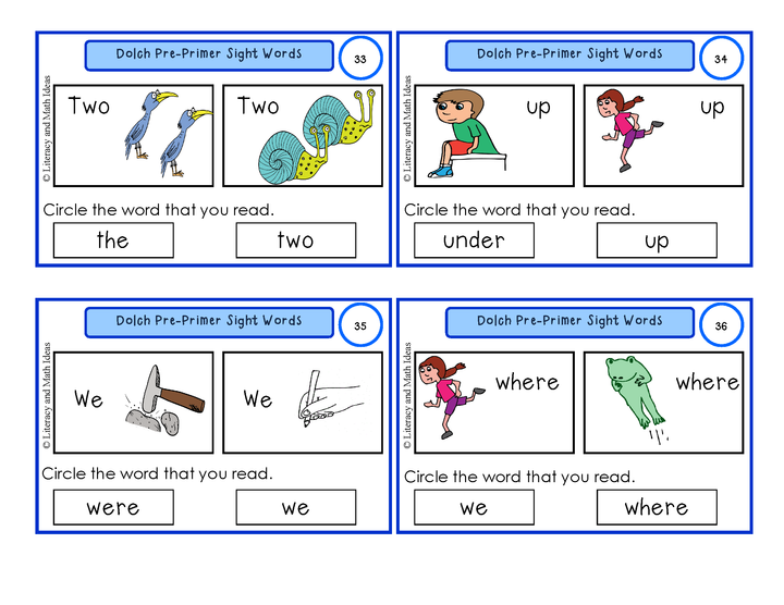 Sight Word Task Cards (Pre-Primer Level)