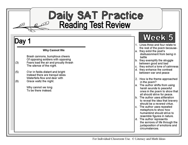 Daily SAT Reading Practice Week 5