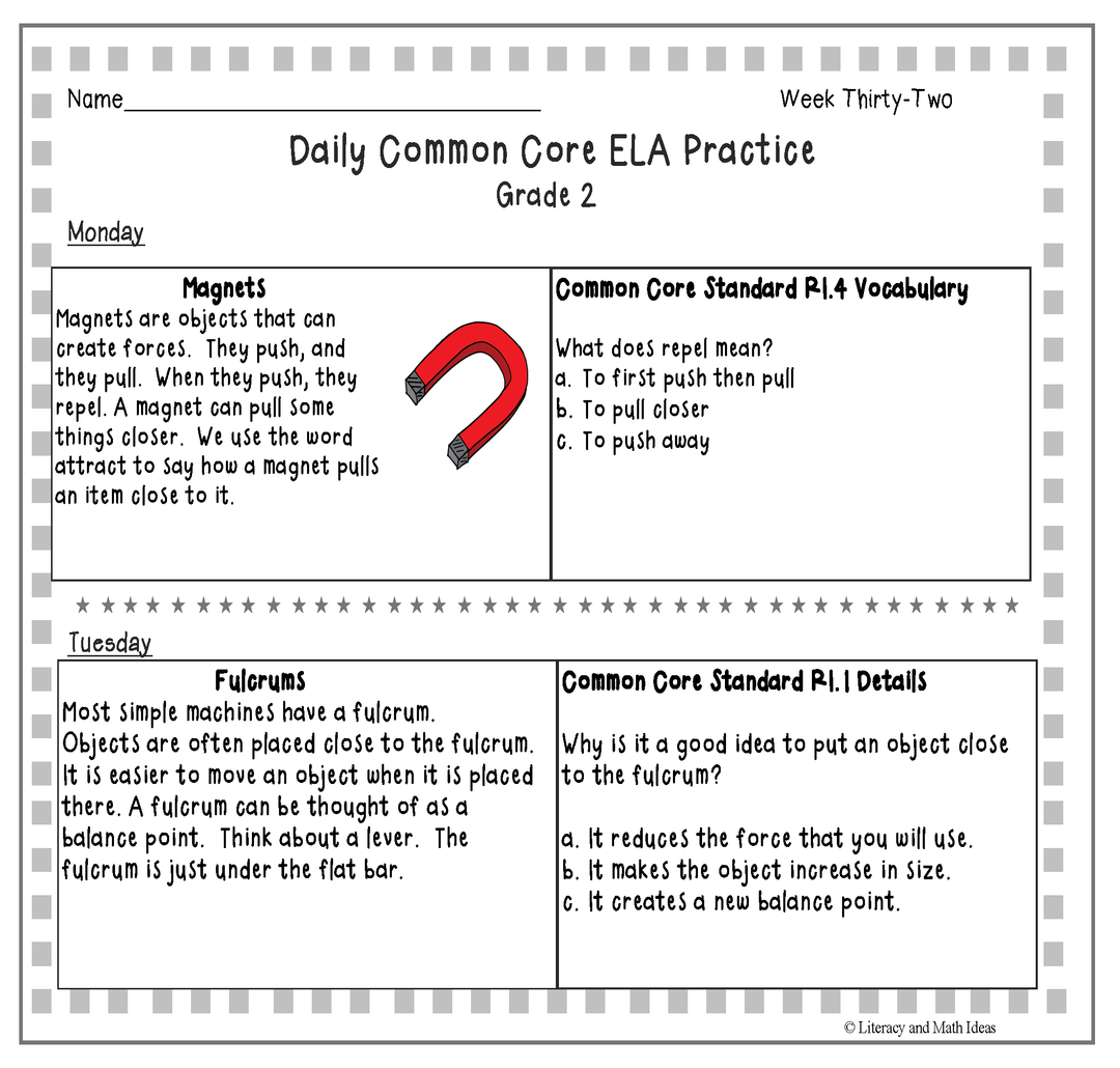 Grade 2 Daily Common Core (Weeks 31-35)