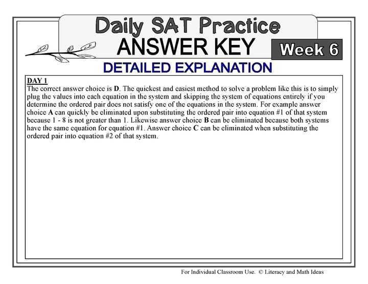 Daily SAT Math Practice Week 6: Inequalities