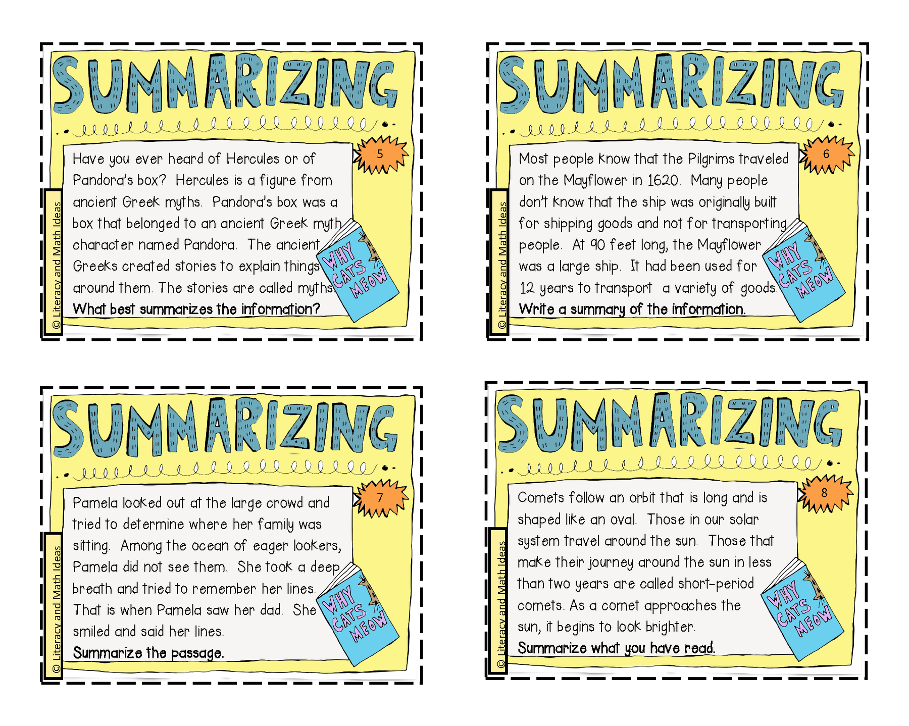 Lesson Summary Card Free Summarizing Task Cards (Printable Box Included) – Literacy and ...
