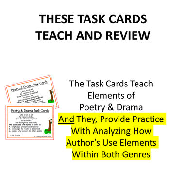 Poetry and Drama Task Cards (Practice and Guided Tutorials)